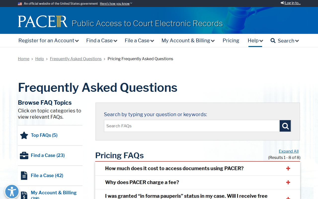 Federal PACER access for a Humboldt County court case lookup