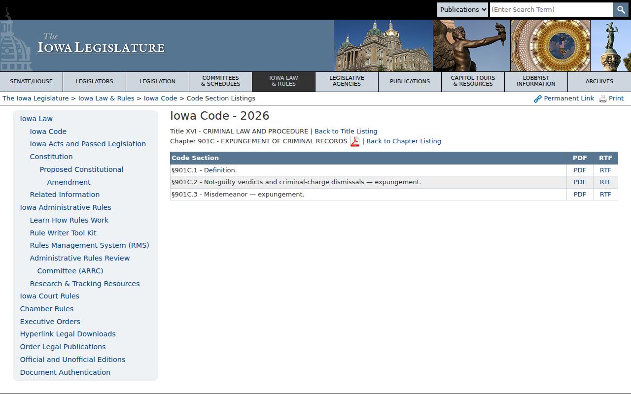 Dakota City criminal record check and Iowa expungement statute information