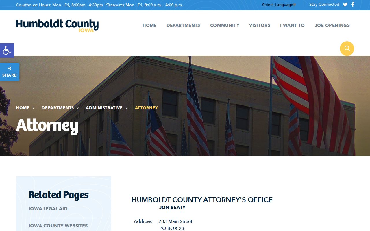 Humboldt criminal records route through the county attorney in Dakota City